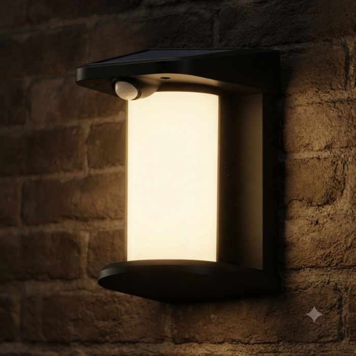All-in-One Integrated Outdoor Solar Wall Light with PIR Motion Sensor (IP54)